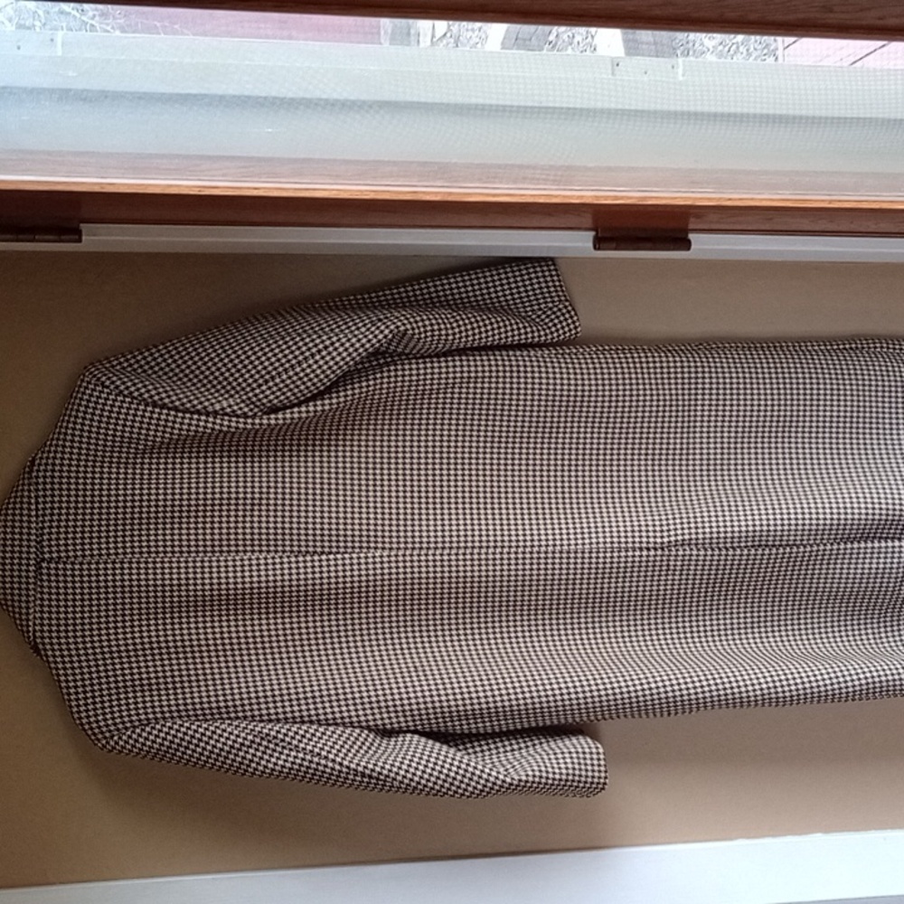 NWT a new day Brown and Cream Houndstooth Long Coat - Picture 9 of 12